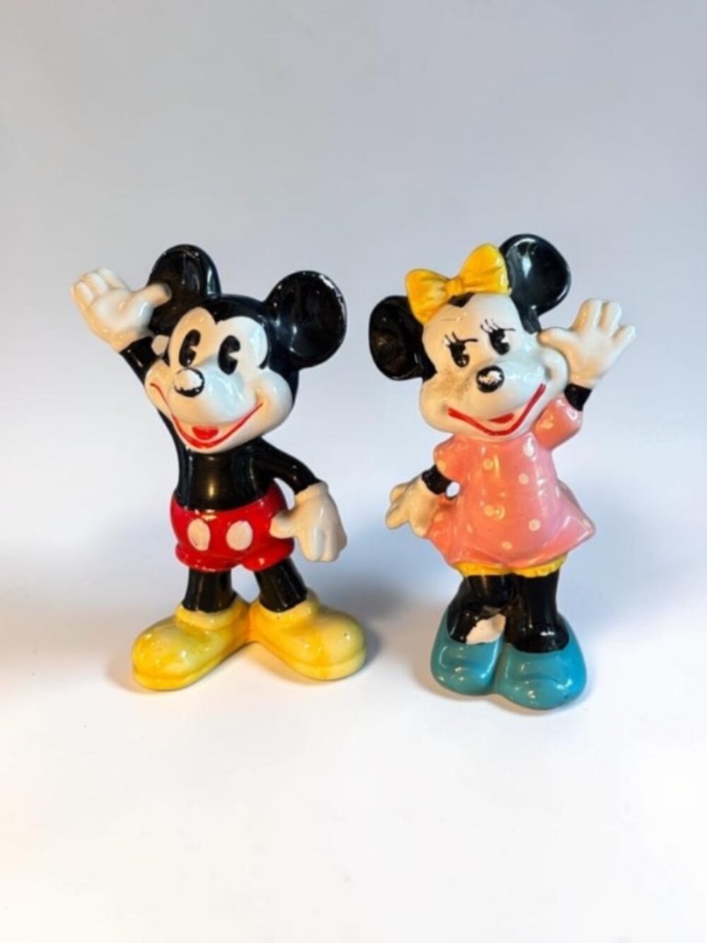 Vintage Disney Ceramic Mickey & Minnie Figurines-Flawed